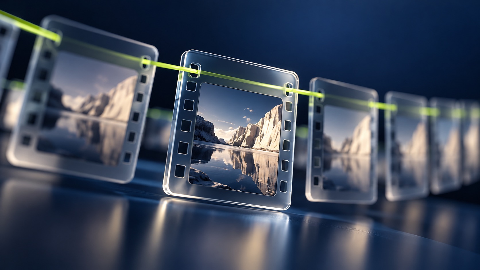 Ordered film frames with one selected asset version