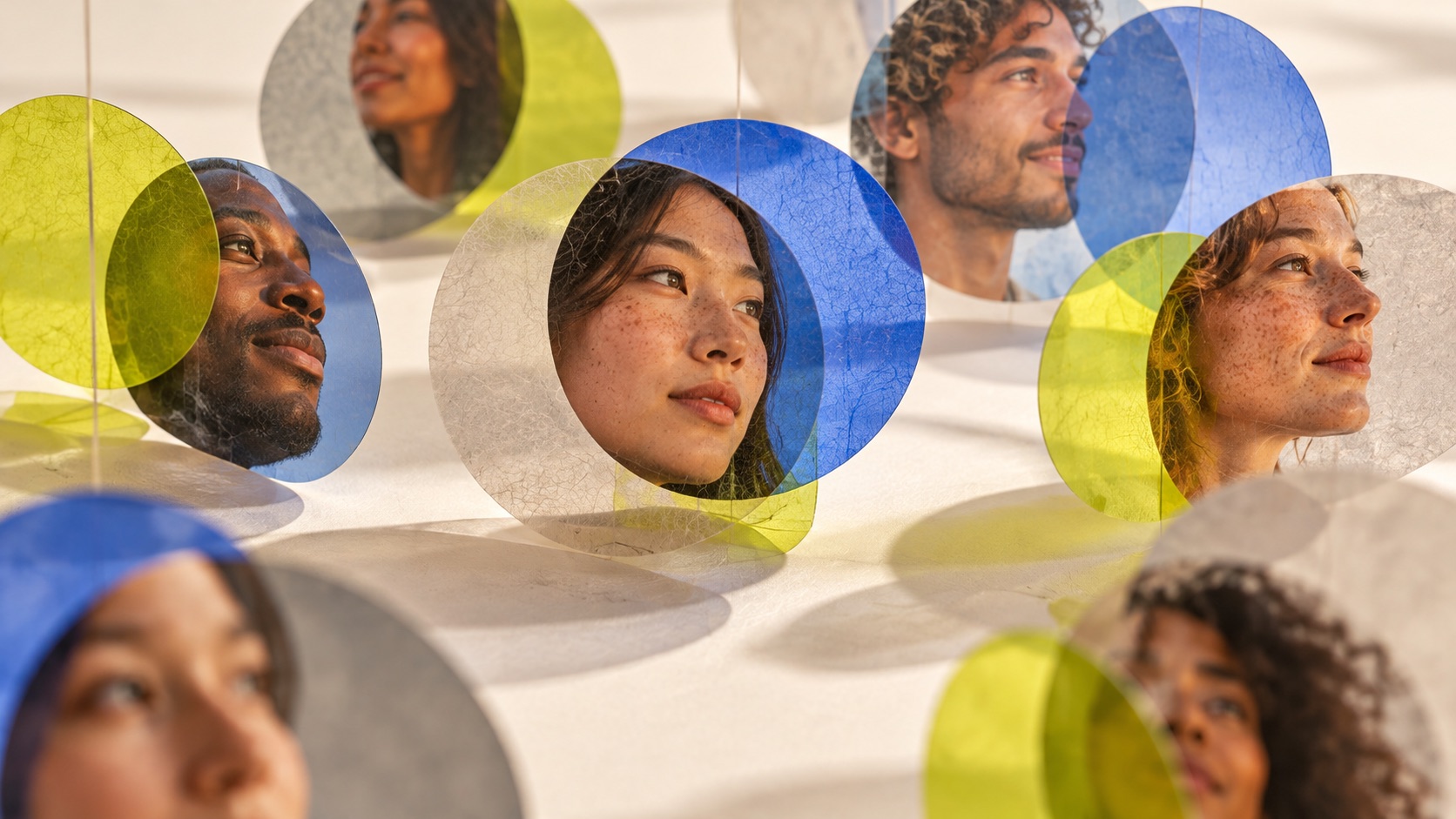 Overlapping translucent discs representing audiences shared by creators