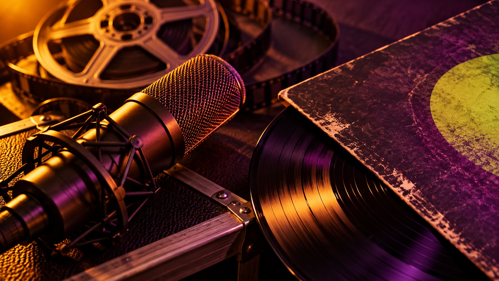Audio and video production objects representing separate music permissions