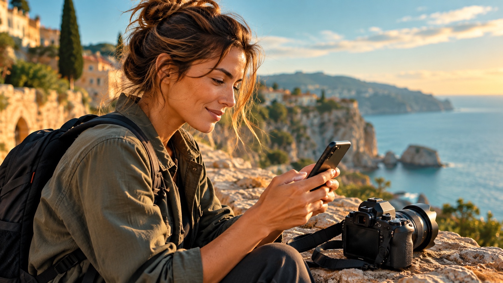 Creator reviewing a published shoot alongside the original camera