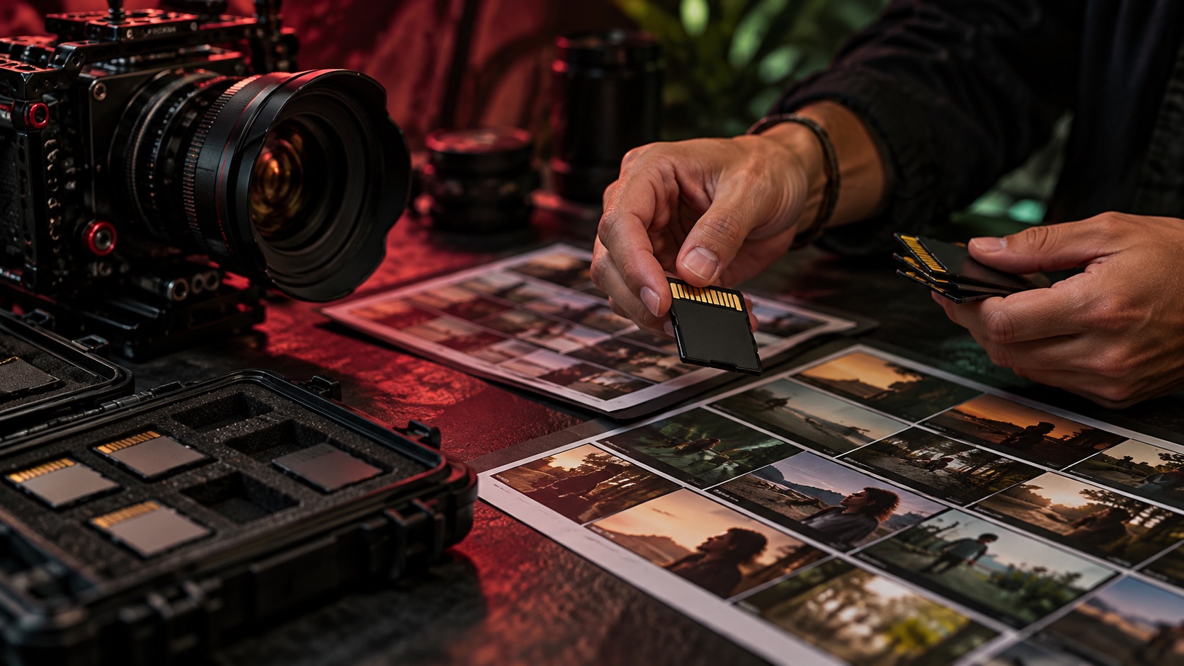 Raw filming materials being selected for several edited outputs