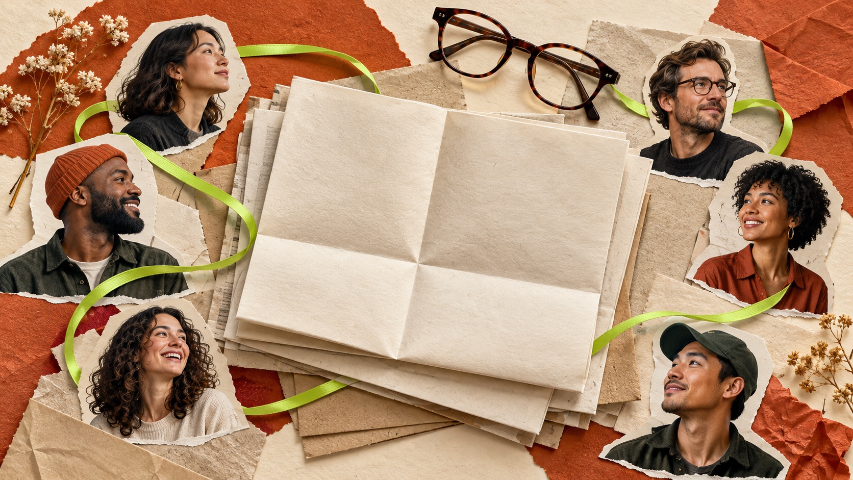 Paper collage representing newsletter readership and sponsor placement